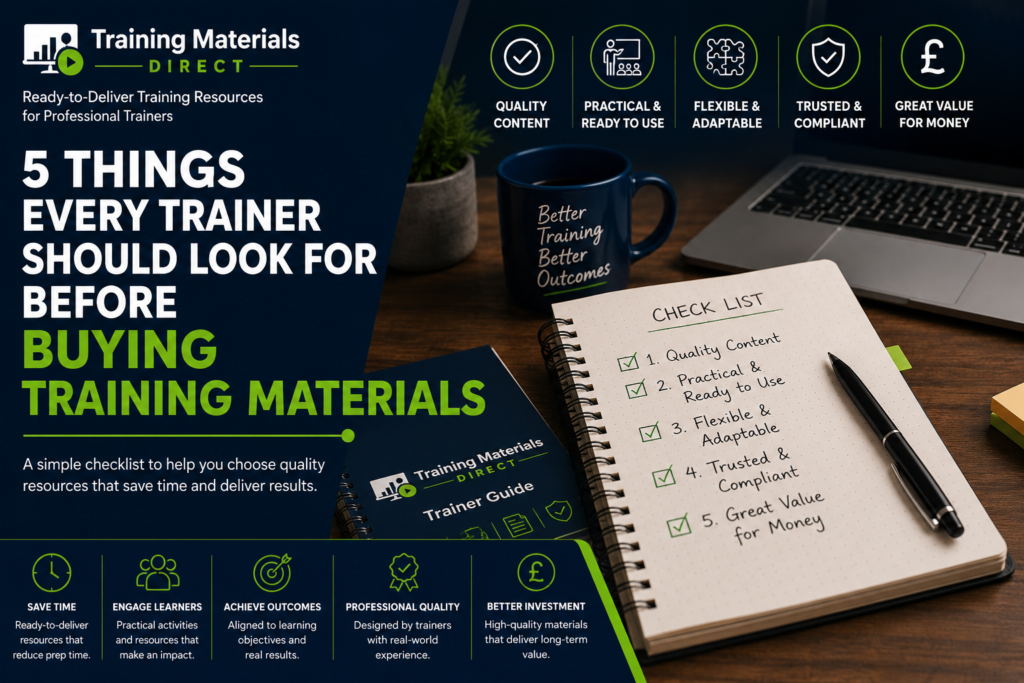 Professionals reviewing training materials before making a purchasing decision.